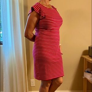 Red and white striped cotton dress